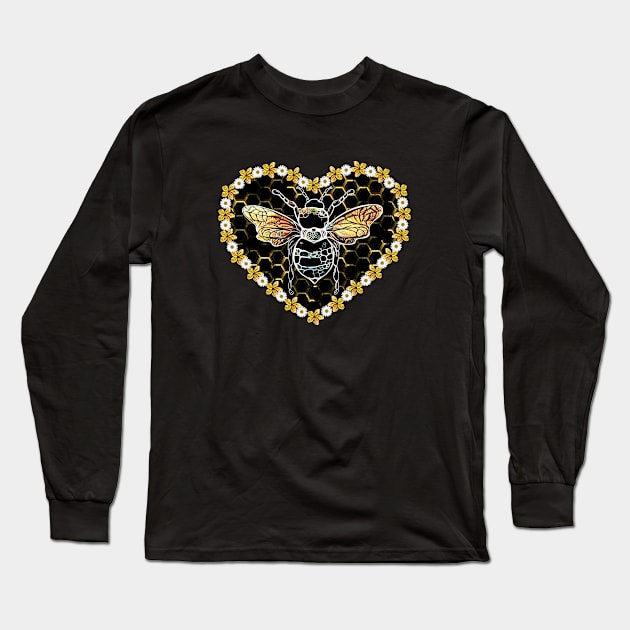 Sweet, heart, Bee and Flowers, Save the bees, Honey, Hive, Watercolour Long Sleeve T-Shirt by Collagedream